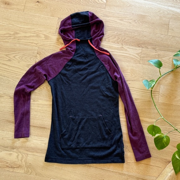 Smartwool Drape Neck Hoodie 250 XS EUC Charcoal Purple - Picture 9 of 10